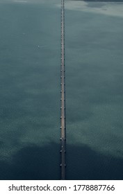 Top down view of bridge over water