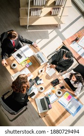 Top Down View Of Business People Have Business Meeting In Meeting Room In Business Office