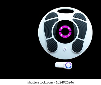 Top down view of a circulation booster isolated on a black background