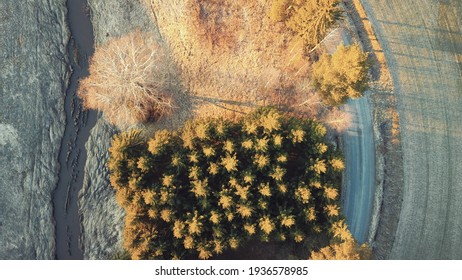 Top Down View Of The Countryside During Late Fall