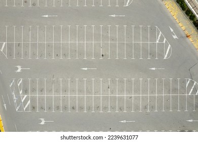 Top down view empty parking lots.