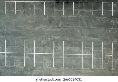 Top down view empty parking lots.