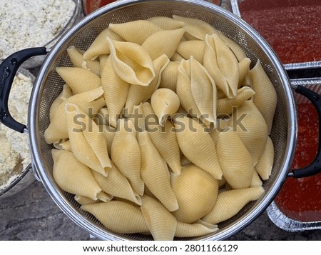 The top down view of homemade stuffed shells.