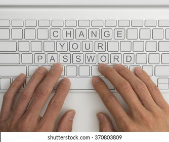 Top down view of keyboard with the words change your password