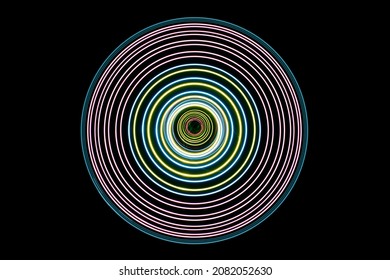 Top Down View Of Lights Painted On A Turntable Forming A Circular Pattern