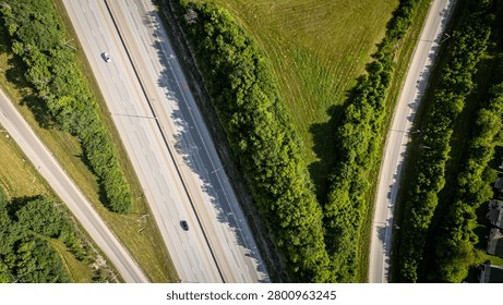 Top down view of lines in an interstate