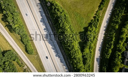 Top down view of lines in an interstate