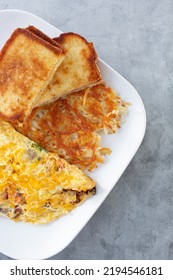 A Top Down View Of A Mexican Omelet.