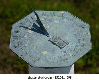 Top Down View Of An Old Sun Dial In Cape Cod.