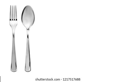 A top down view on a cutlery in white background - Shutterstock ID 1217517688
