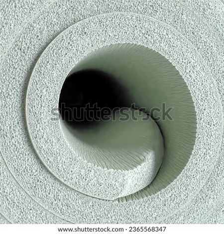 Top down view of one end of a yoga mat made of sponge foam (a nontoxic, petroleum-based, oil-resistant synthetic rubber), rolled up into a spiral for temporary storage