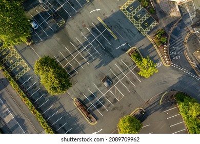 Top down view over empty car park in United Kingdom