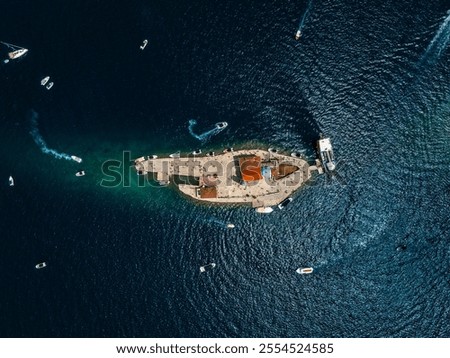 Similar – Image, Stock Photo Aerial Drone View Of Old Shipwreck Ghost Ship Vessel