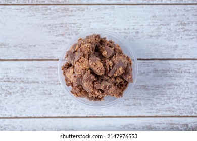 A Top Down View Of Peanut Butter Cup Topping.