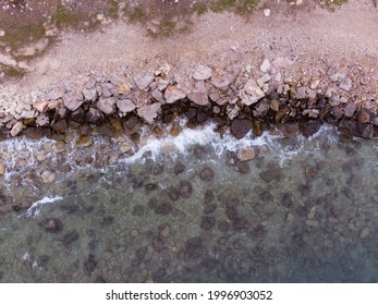 Top down view of seaside in Chios island, Greece