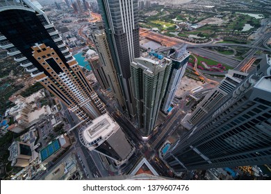 Top Down View Of Skyscrapers In Dubai Marina