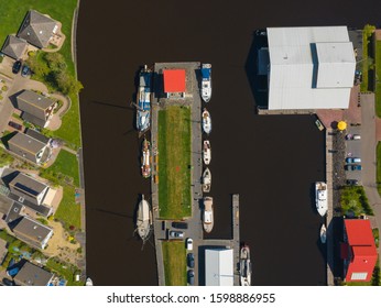 Top down view of a small harbor