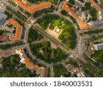 Top down view of traffic circle.