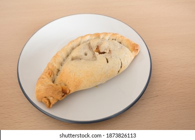 Top Down View Of Vegetarian Pasty Hand Pie, Marked With A 