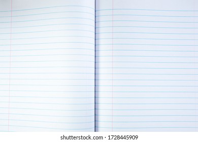 A Top Down View Of A Wide Ruled Notebook Paper, As A Background.