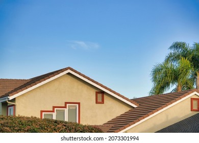 Top Exterior Of A House With Brown Bricks Roof At Southern California