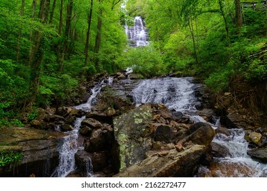 The top fo Amicalola Falls in the Springtime, near Dawsonville, Georgia. - Shutterstock ID 2162272477