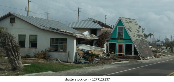 Top Half House In Street 25 Feet From Bottom Of House In The Aftermath Of Hurricane Michael In Mexico Beach Florida