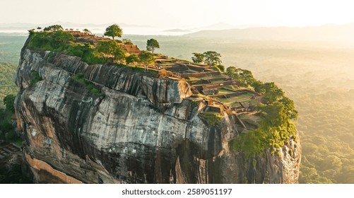 The top of the Lion Rock Sigiriya Sri Lanka, shot by a DJI Mavic 3 Classic drone.