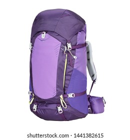 Top Loading Alpine Pack Isolated on White Backpack. Purple Trek Bag. Double Duty Pack for Winter Expeditions and Alpine Cragging Backpack. Trekking Rucksack. Climbing Bag. Modern Rucksack Back Pack - Shutterstock ID 1441382615