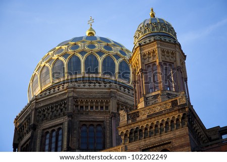 Top of the New Synagogue of Berlin in Germany