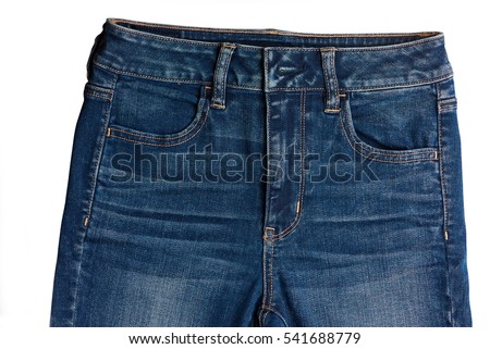 Top part of man jeans isolated on white background
