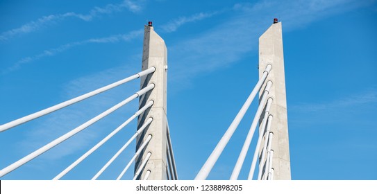 Top Part Of The Tilikum Crossing, Bridge Of The People In Portland, Oregon.