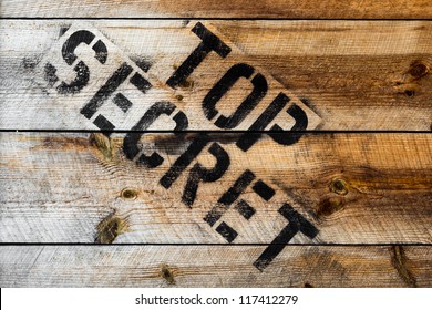 Top Secret Stamp On Wooden Background Or Wooden Box