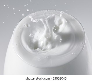 Top Shot Of Milk Splashing.