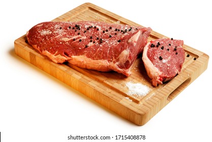 Top Sirloin Cap, Rump Steak. White Background