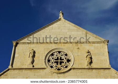 Top of the stony Church of the Assumption of Mary in Pag in Croatia