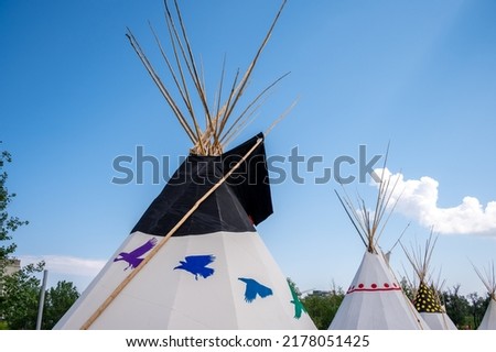 Top of a Tipi (tepee) at Canada Day celebrations in Calgary, Alberta.