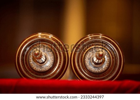 The top of a torah scroll