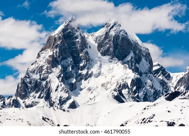 The Top Of Ushba Mountain, 4690 M. Svaneti Region, Georgia. Ushba Known As The 