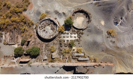 Top view of an abandoned mining facility in central Spain called Mina de San Quintín. 