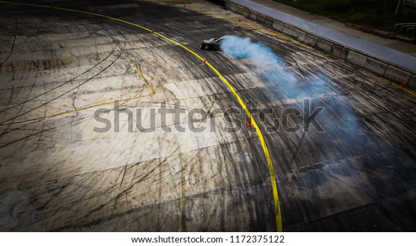 Top view Aerial view photo driver
drifting car on asphalt track,Car drift
,Race,Motorsport