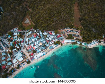 Top View Aerial Shot Of Buye Beach In Cabo Rojo, Puerto Rico. 