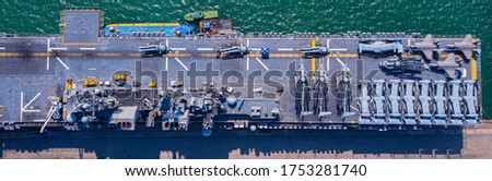 Top View Aircraft Carrier warship battleship of Navy