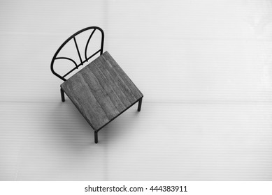 Top View Angle / A Wooden Chair On A White Background