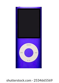 Top view Apple iPod Nano gen 4 portable mp3 player on white background with clipping path
