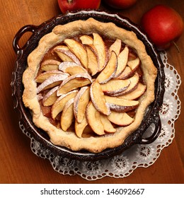 Top View Of Apple Pie In Cake Tin