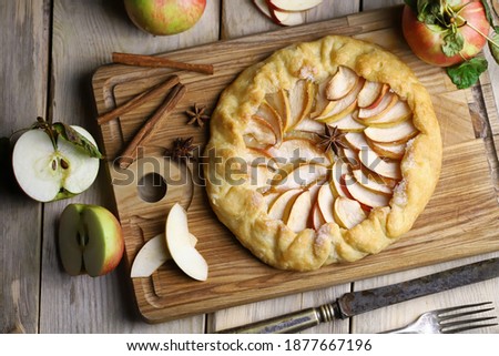 Similar – Image, Stock Photo Homemade apple galette with pecan nuts. Autumn dessert