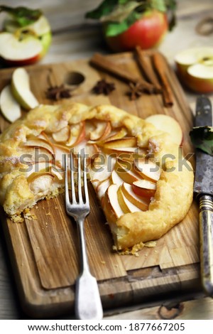 Similar – Image, Stock Photo Homemade apple galette with pecan nuts. Autumn dessert