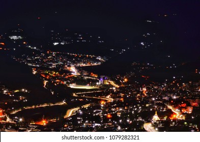 Top View Around Thimphu City , Bhutan At Night