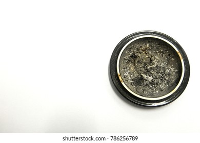 Top View Of Ash Tray Isolated On White Background. Copy Space For Text Or Logo.